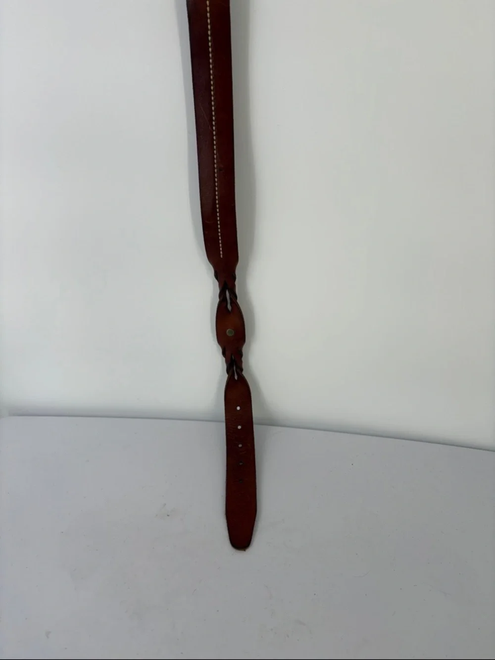 🗄️ American Eagle Outfitters leather and brass Brown Braided  and stitched belt
